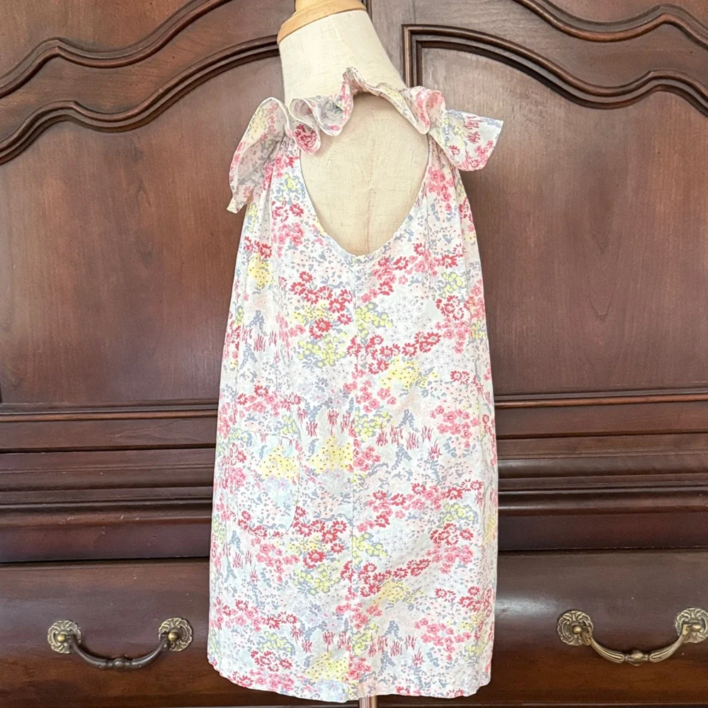 Tea Collection Girls Size 4 Floral Cotton Ruffle Collar Dress Spring Summer
